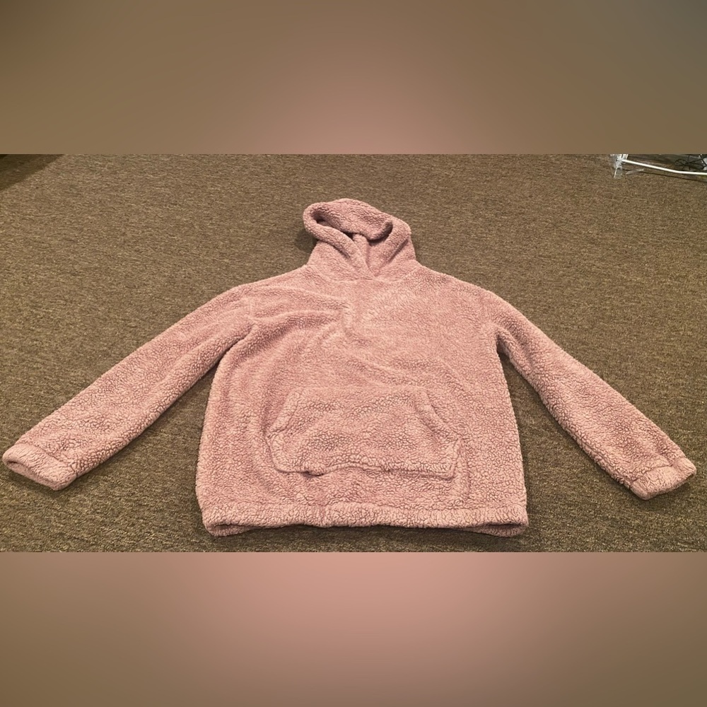 EUC Aeropostale XS Pink fleece Sherpa top hoodie pullover pocket warm comfy - Picture 1 of 4